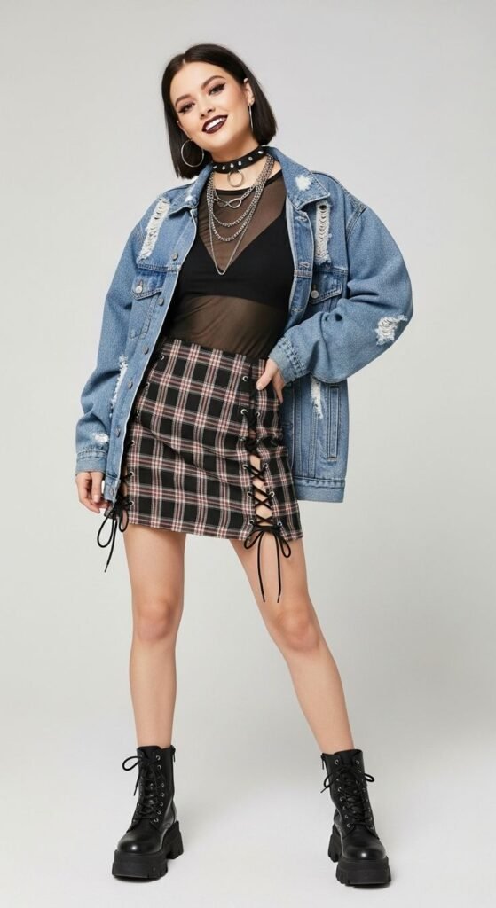 Mesh Top + Bralette + Mini Skirt