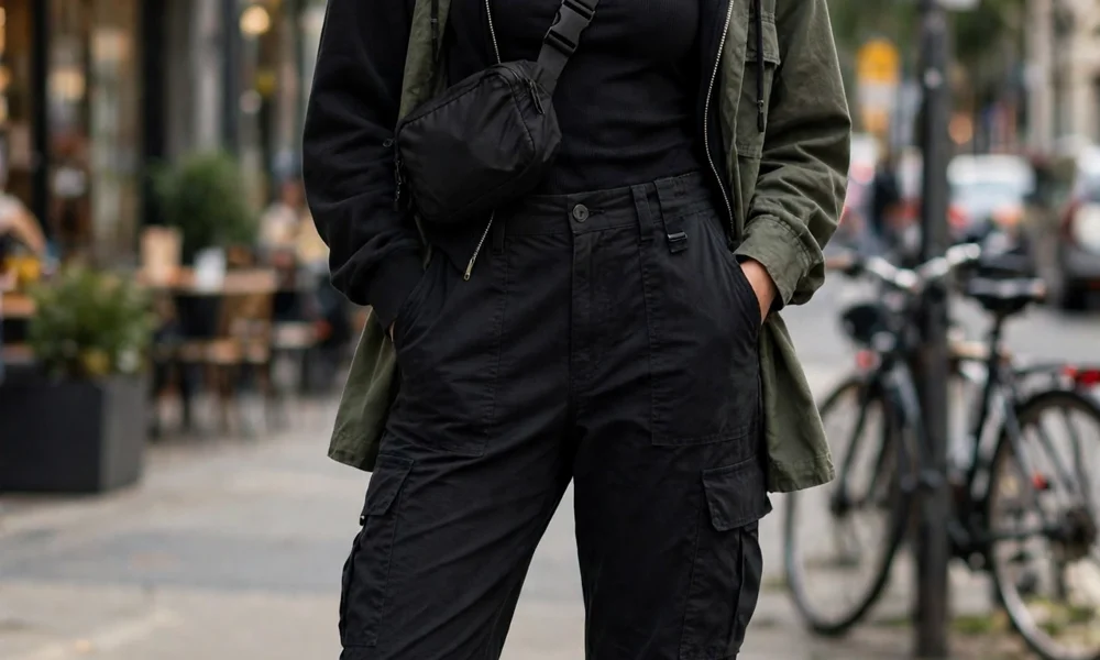 Black cargo pants baddie outfit