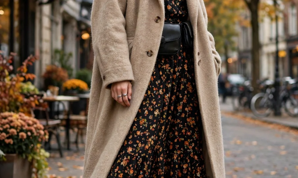 Chunky boots with a dress and coat