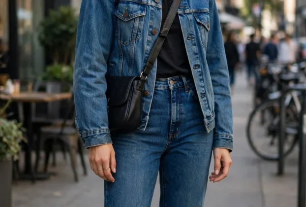 Denim baddie outfit with jeans and jacket