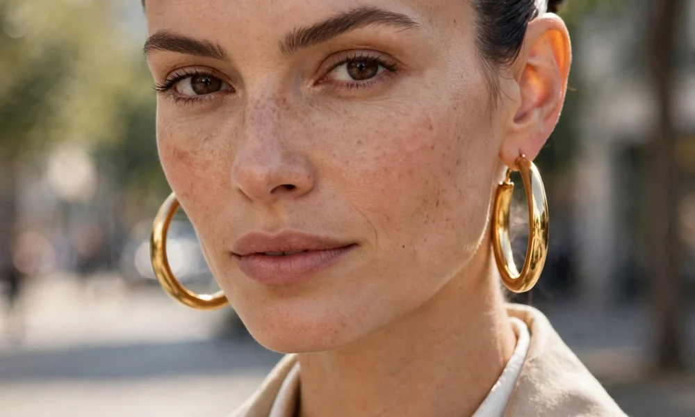 Gold hoops with a sleek bun