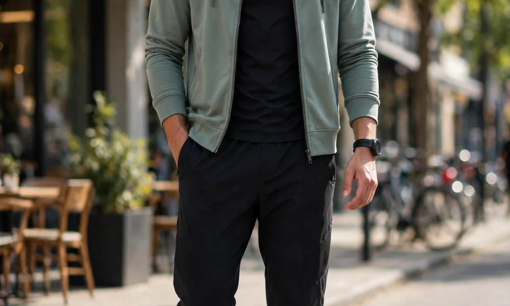 Athleisure outfit with clean sneakers
