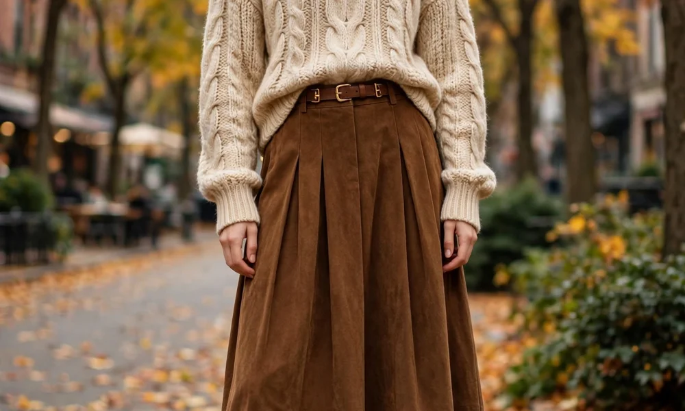 Knit sweater with skirt and boots
