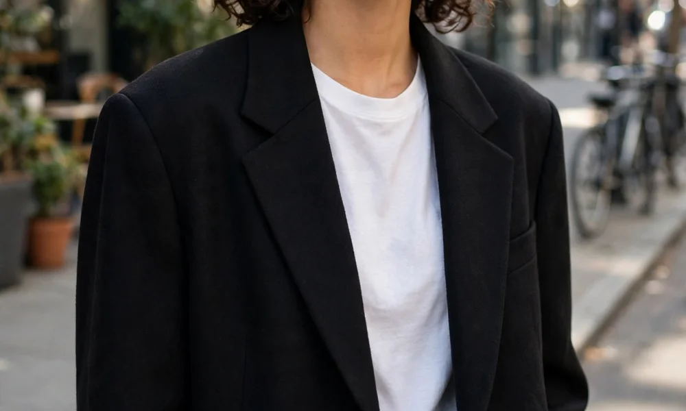 Oversized black blazer baddie outfit