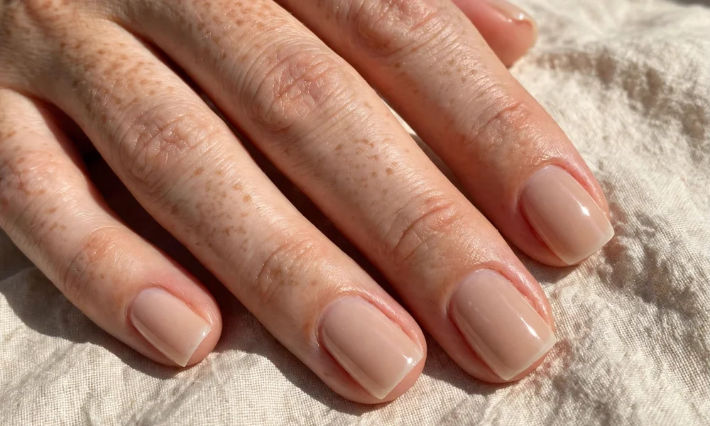 Short acrylic nails clean manicure