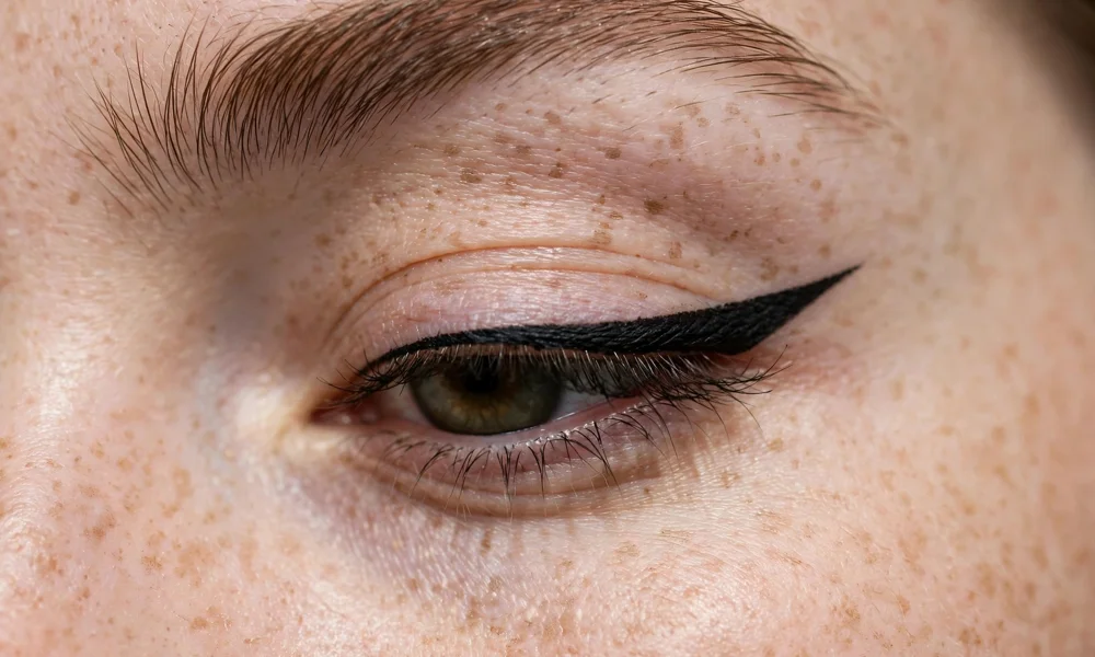 Winged eyeliner baddie makeup look